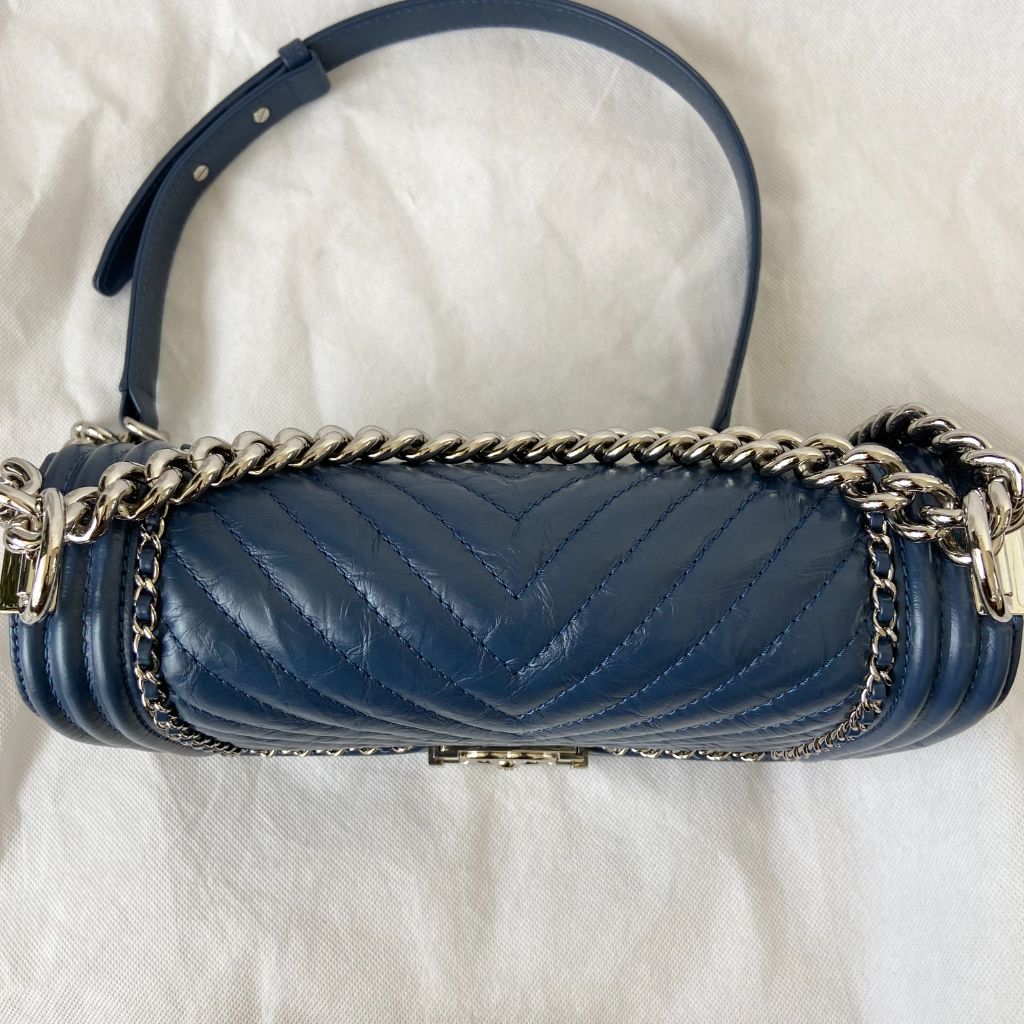 Chanel Aged Calfskin Chevron Quilted Medium Jacket Boy Flap