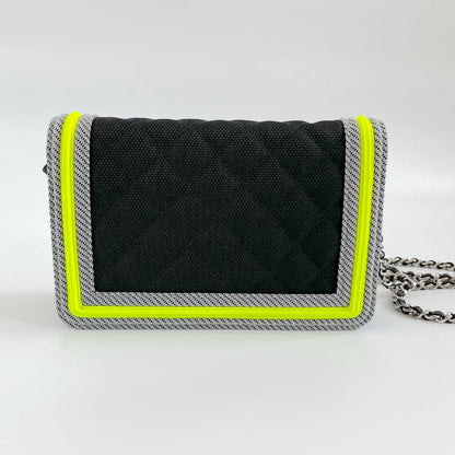 Chanel Black and Green quilted textile Fluo Boy Wallet On Chain
