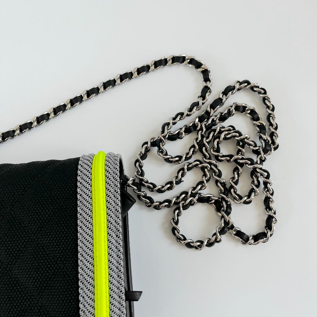 Chanel Black and Green quilted textile Fluo Boy Wallet On Chain