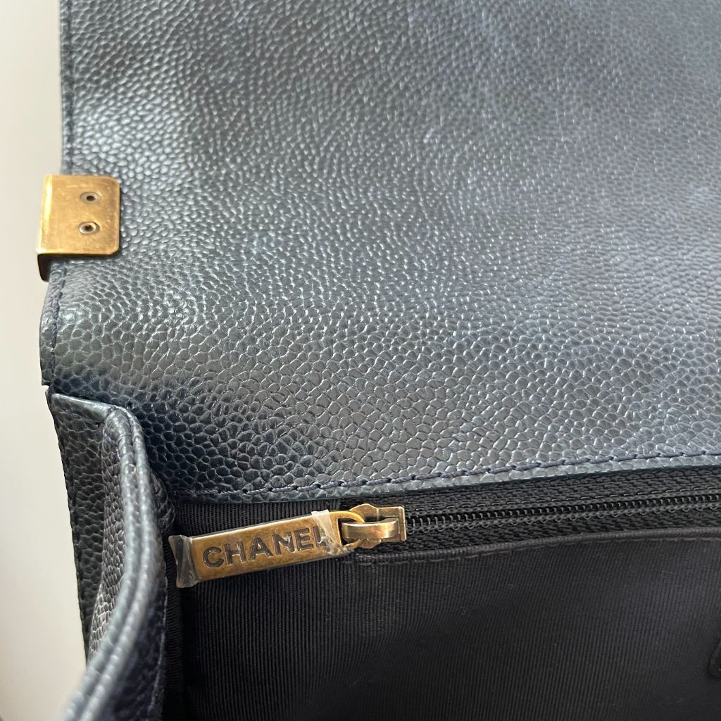 Chanel Black Caviar Leather Medium Quilted Le Boy Bag