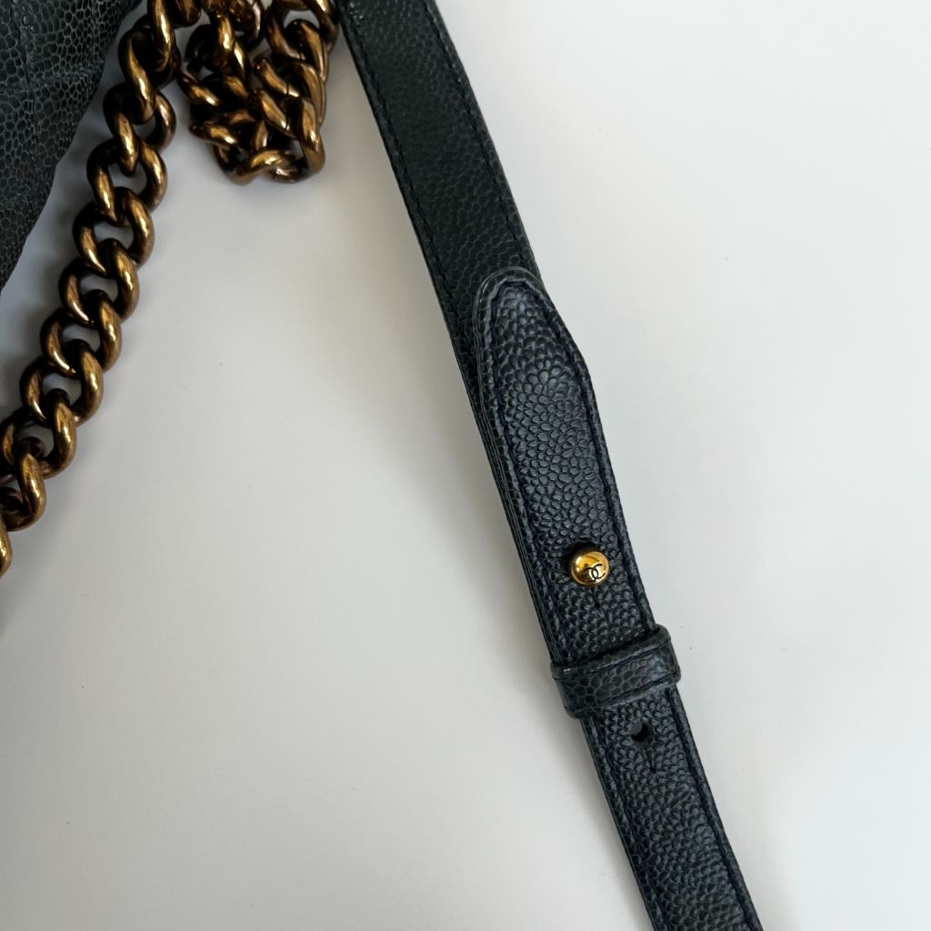 Chanel Black Caviar Leather Medium Quilted Le Boy Bag