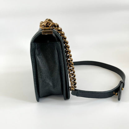 Chanel Black Caviar Leather Medium Quilted Le Boy Bag