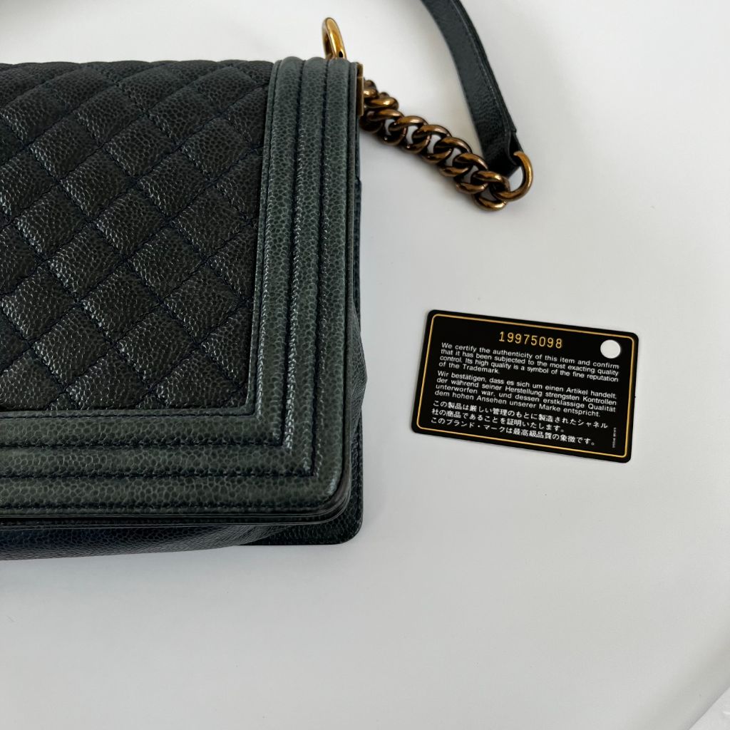 Chanel Black Caviar Leather Medium Quilted Le Boy Bag