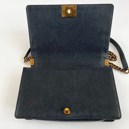 Chanel Black Caviar Leather Medium Quilted Le Boy Bag