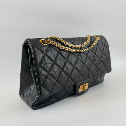 Chanel Black Leather Maxi 2.55 shoulder flap bag