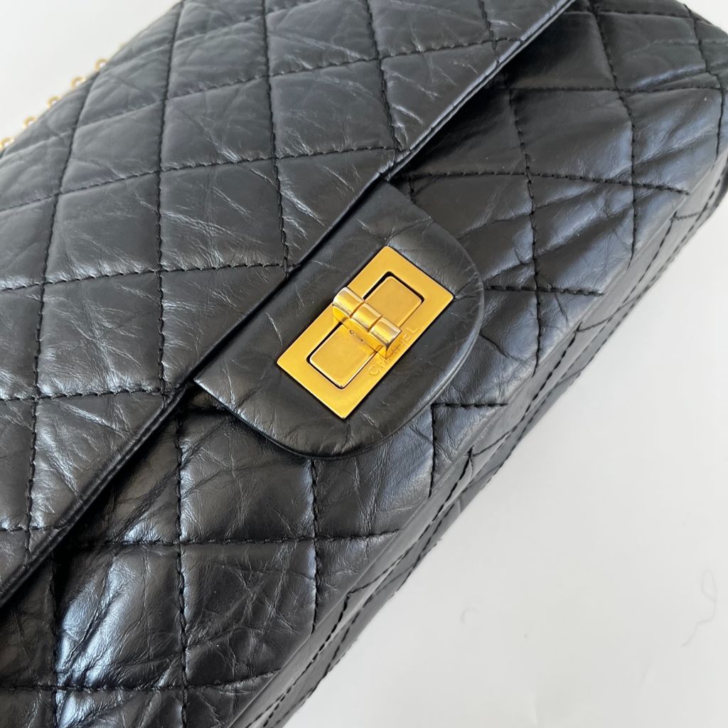 Chanel Black Leather Maxi 2.55 shoulder flap bag