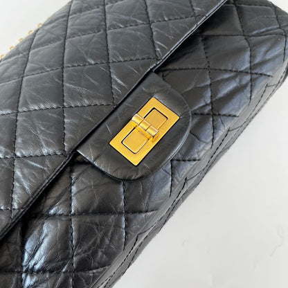 Chanel Black Leather Maxi 2.55 shoulder flap bag
