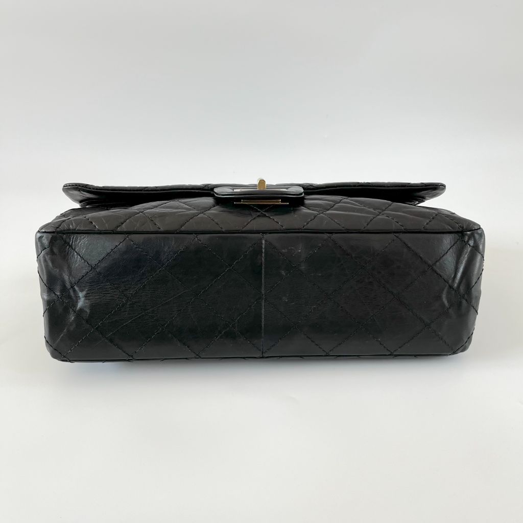 Chanel Black Leather Maxi 2.55 shoulder flap bag