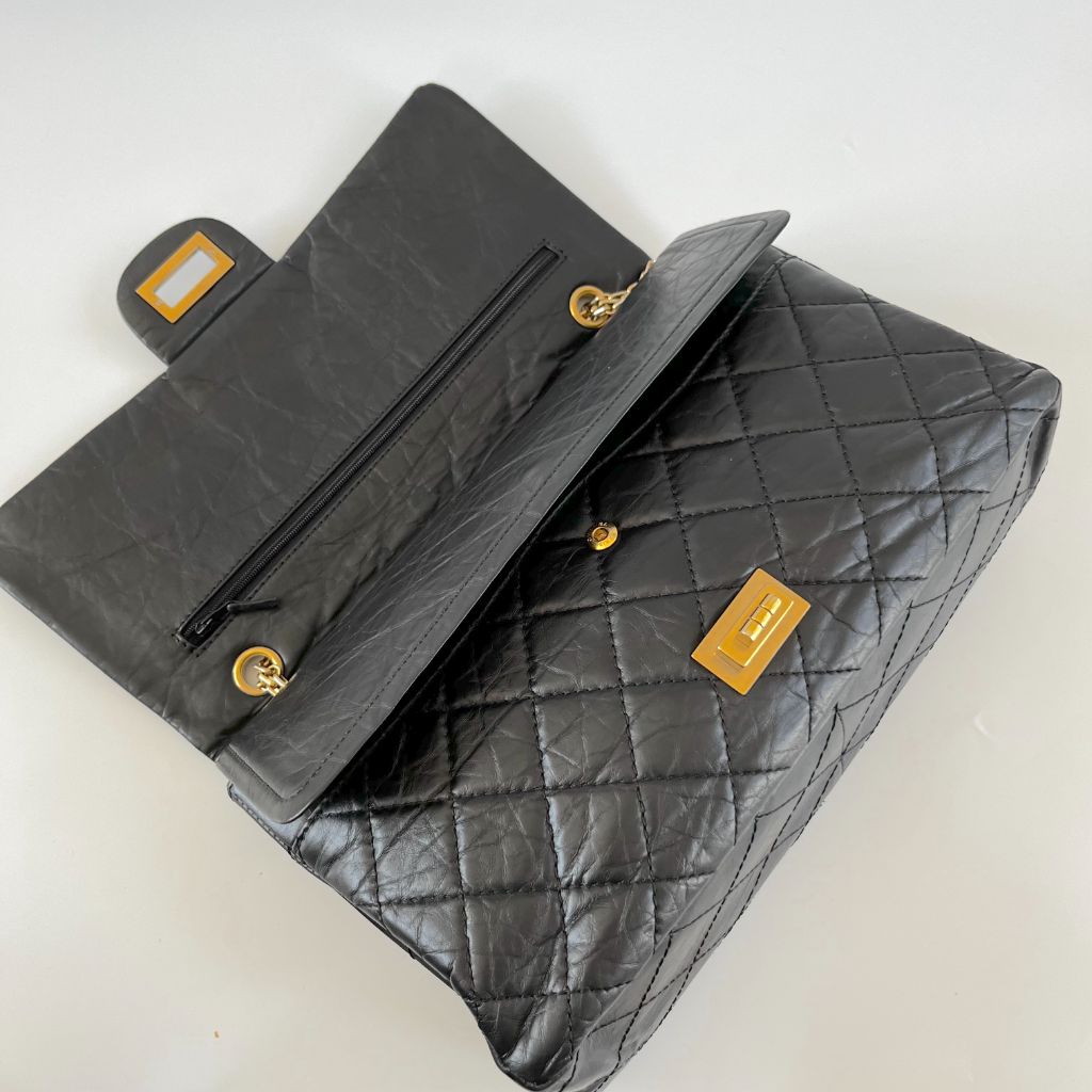 Chanel Black Leather Maxi 2.55 shoulder flap bag