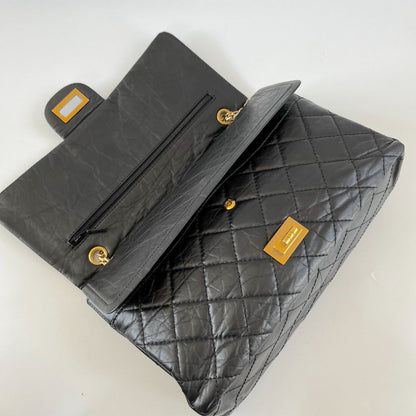 Chanel Black Leather Maxi 2.55 shoulder flap bag