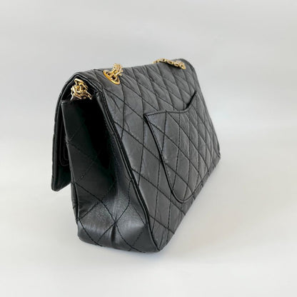 Chanel Black Leather Maxi 2.55 shoulder flap bag