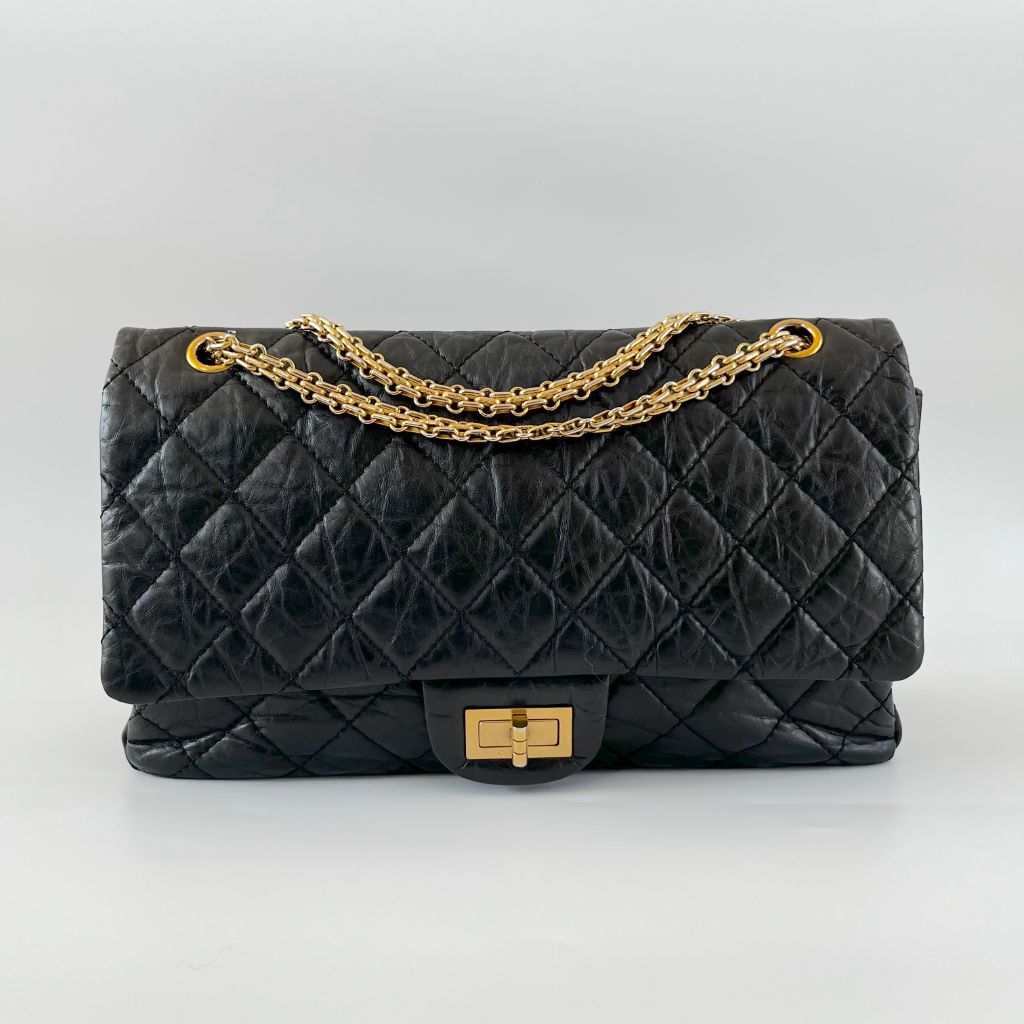 Chanel Black Leather Maxi 2.55 shoulder flap bag