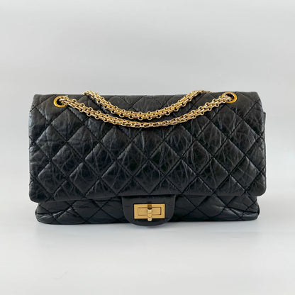 Chanel Black Leather Maxi 2.55 shoulder flap bag