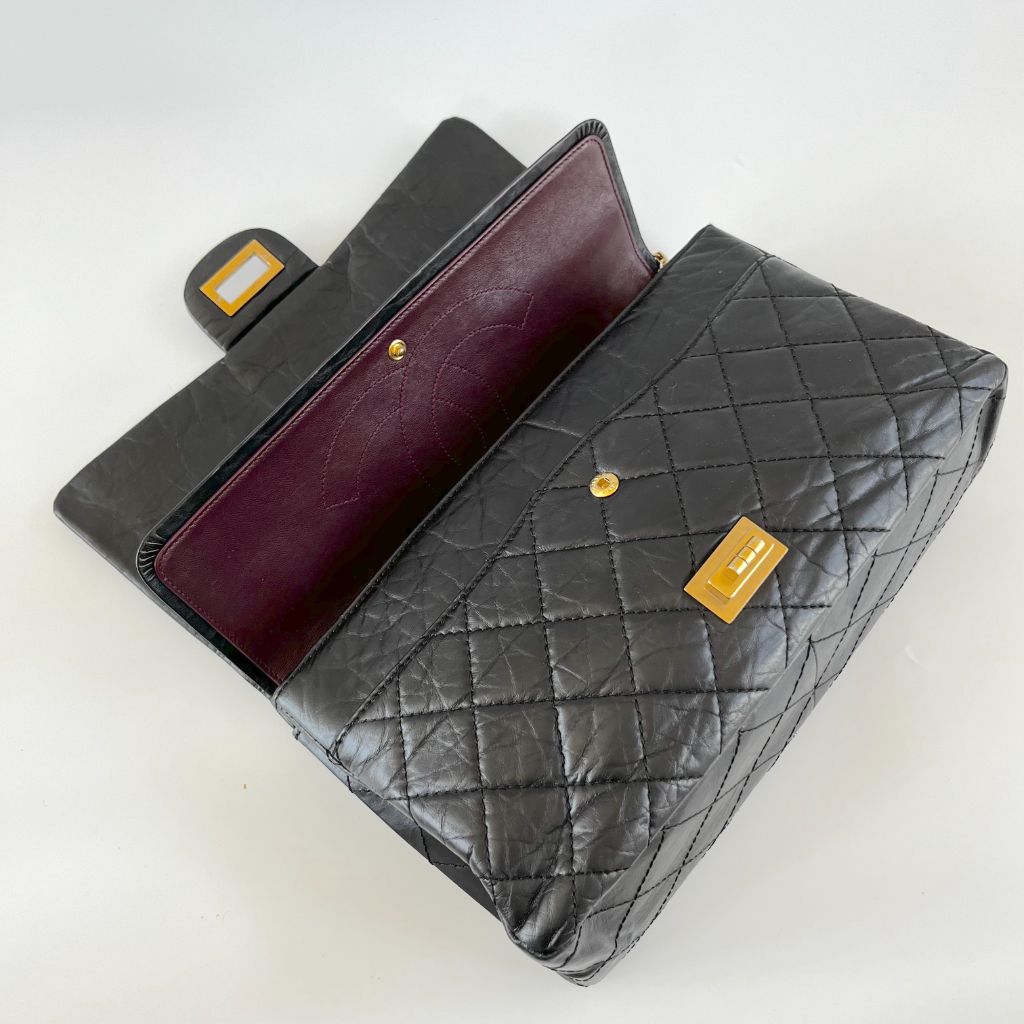 Chanel Black Leather Maxi 2.55 shoulder flap bag