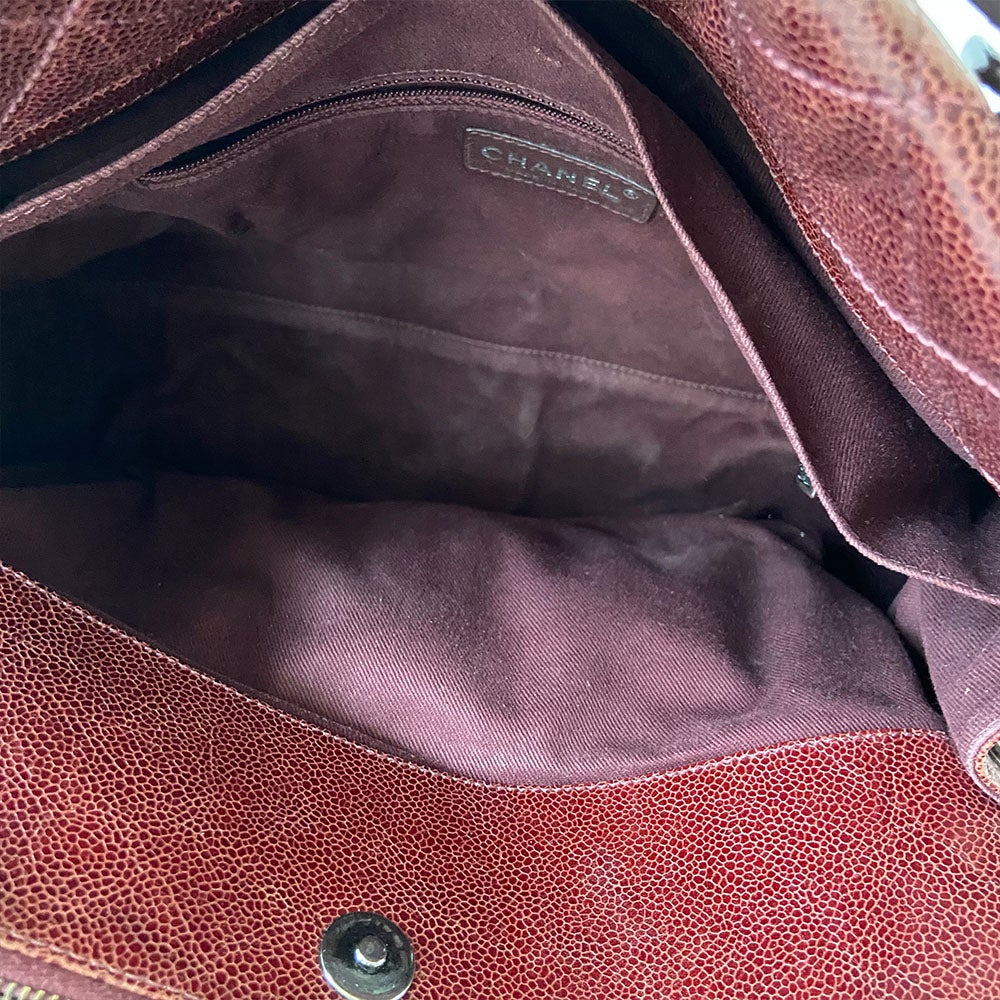 Chanel Chic Burgundy Quilted Caviar Tote Bag