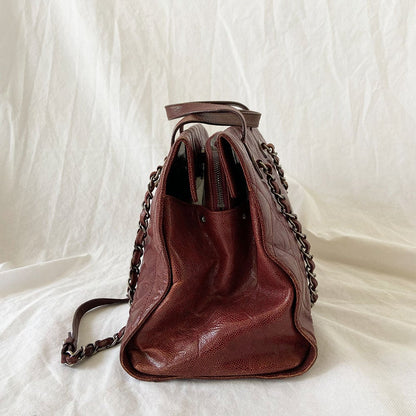 Chanel Chic Burgundy Quilted Caviar Tote Bag