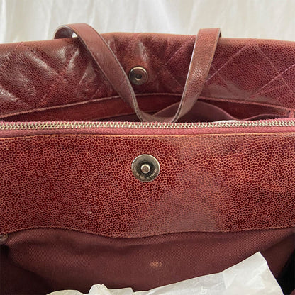Chanel Chic Burgundy Quilted Caviar Tote Bag
