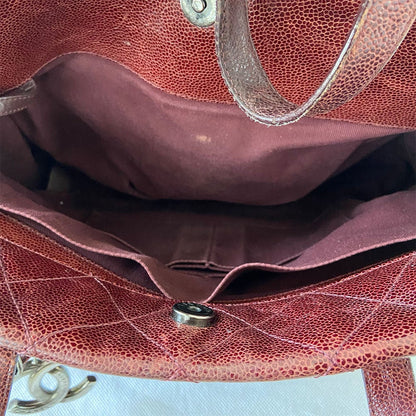 Chanel Chic Burgundy Quilted Caviar Tote Bag