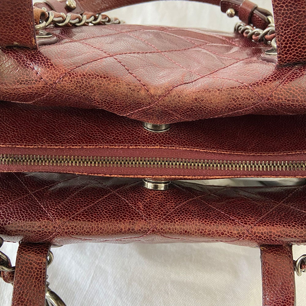 Chanel Chic Burgundy Quilted Caviar Tote Bag