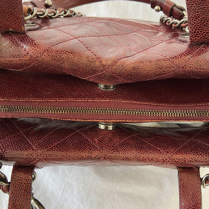 Chanel Chic Burgundy Quilted Caviar Tote Bag