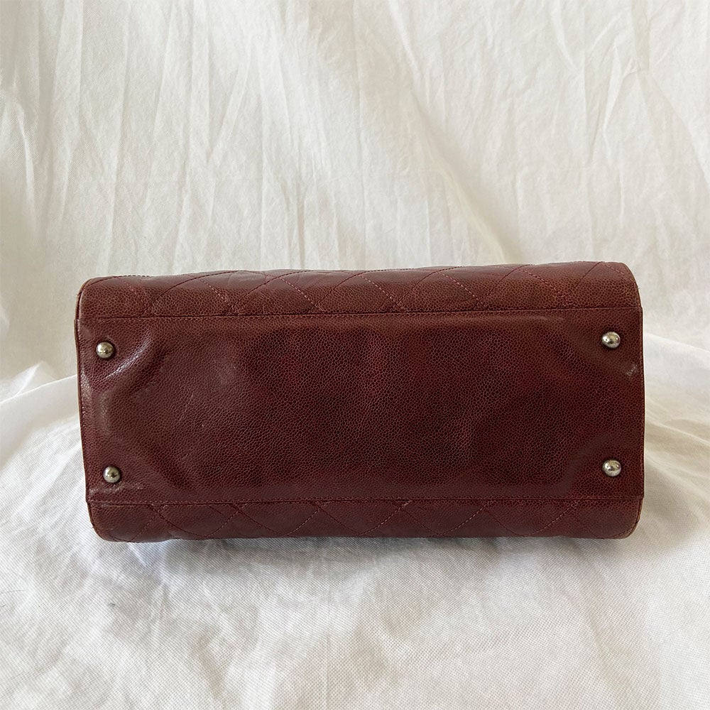 Chanel Chic Burgundy Quilted Caviar Tote Bag