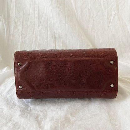 Chanel Chic Burgundy Quilted Caviar Tote Bag
