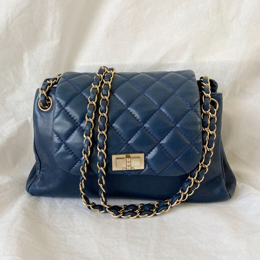 Chanel Dark Blue Mademoiselle Lock Accordion Flap bag