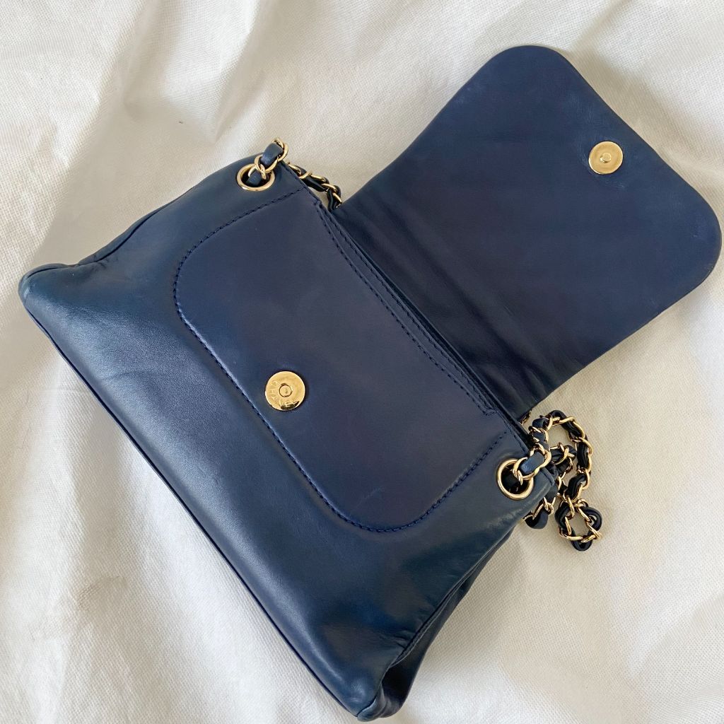 Chanel Dark Blue Mademoiselle Lock Accordion Flap bag