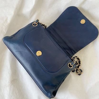 Chanel Dark Blue Mademoiselle Lock Accordion Flap bag