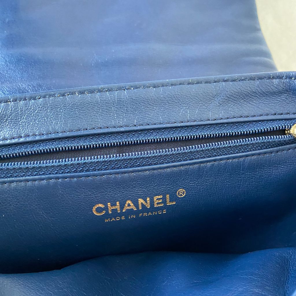 Chanel Dark Blue Mademoiselle Lock Accordion Flap bag