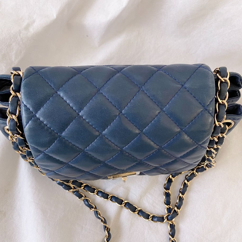 Chanel Dark Blue Mademoiselle Lock Accordion Flap bag