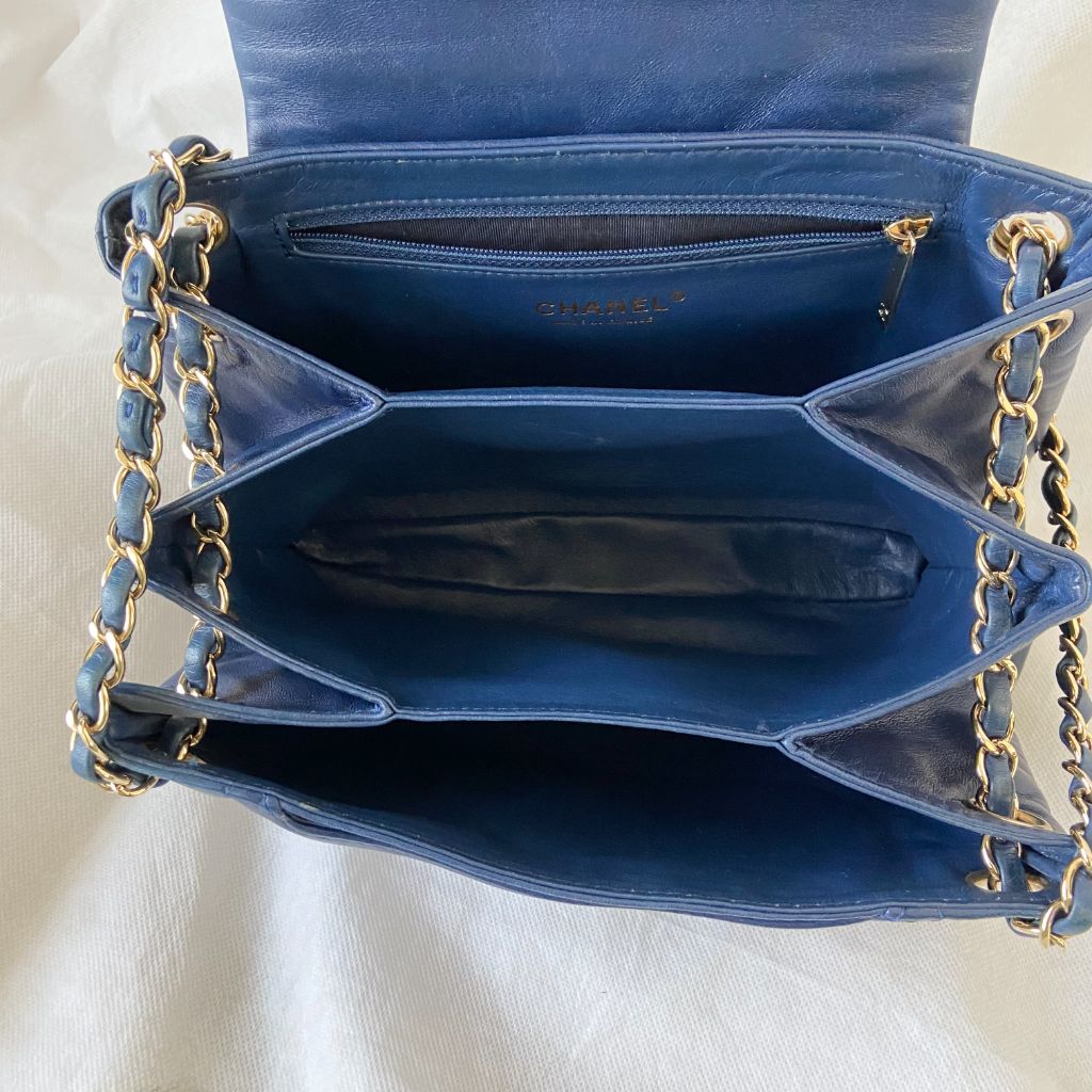 Chanel Dark Blue Mademoiselle Lock Accordion Flap bag
