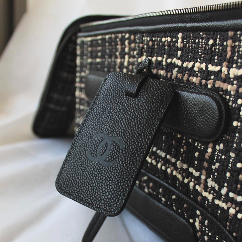 Chanel Dark Blue Tweed Jacket Rolling Suitcase