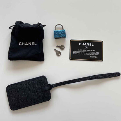 Chanel Dark Blue Tweed Jacket Rolling Suitcase