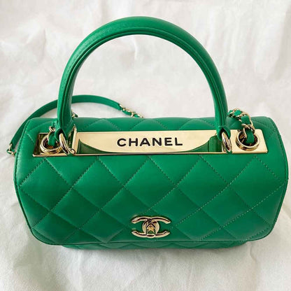 Chanel green small trendy top handle bag