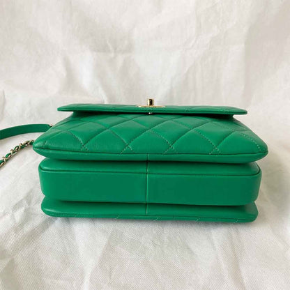 Chanel green small trendy top handle bag