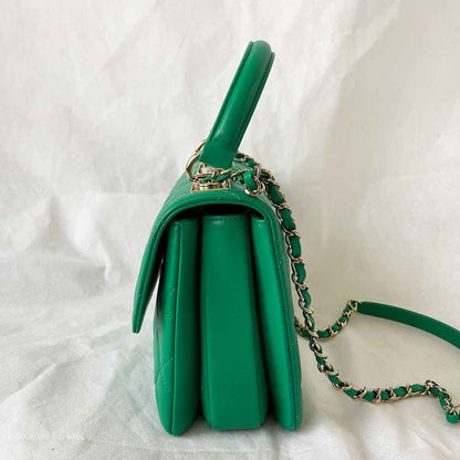 Chanel green small trendy top handle bag