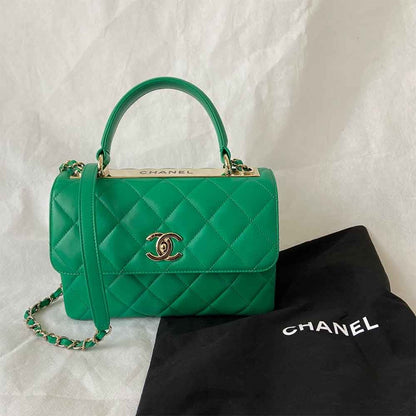 Chanel green small trendy top handle bag