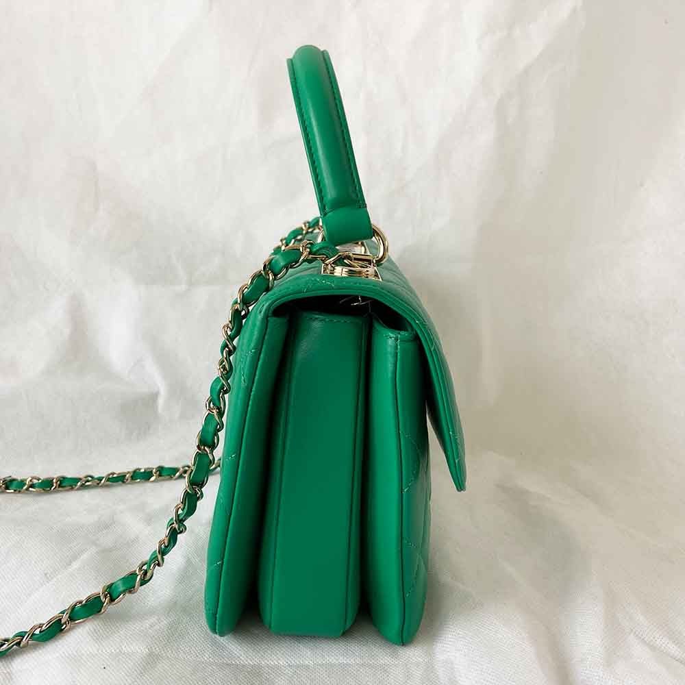 Chanel green small trendy top handle bag