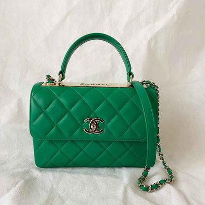 Chanel green small trendy top handle bag