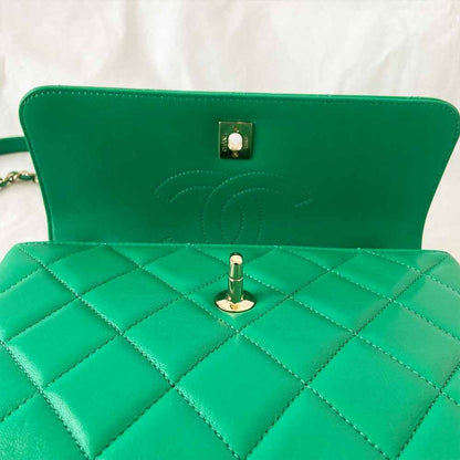 Chanel green small trendy top handle bag