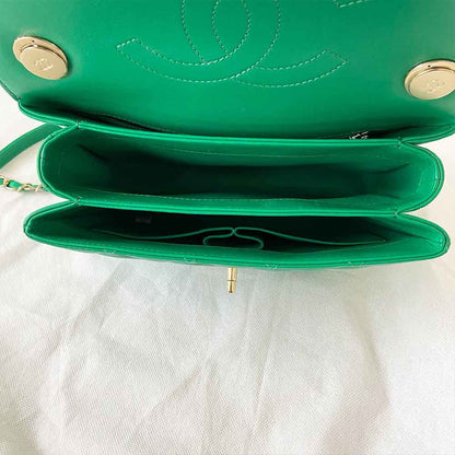 Chanel green small trendy top handle bag