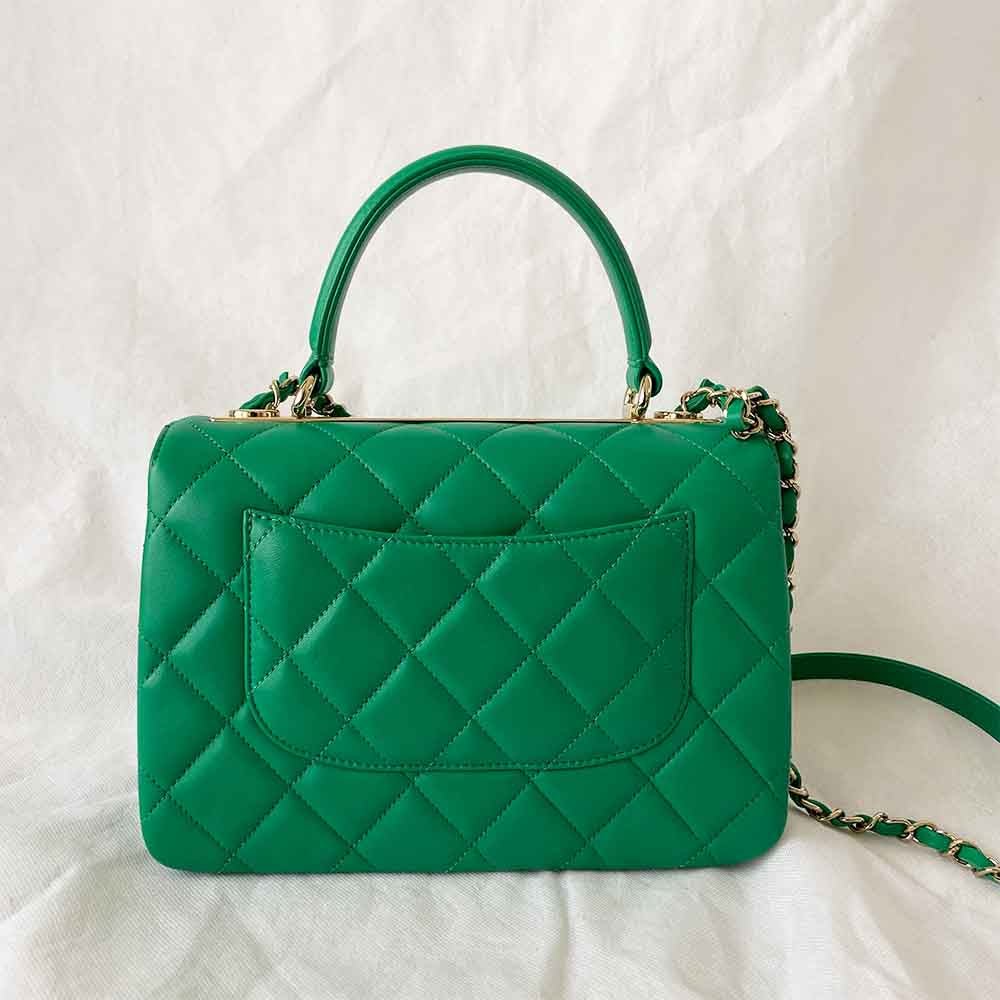 Chanel green small trendy top handle bag