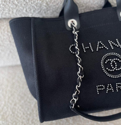 Chanel Canvas Large Deauville Pearl Tote Bag