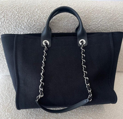 Chanel Canvas Large Deauville Pearl Tote Bag