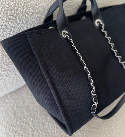 Chanel Canvas Large Deauville Pearl Tote Bag