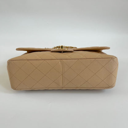 Chanel Jumbo Classic Single Flap Quilted Caviar Light Beige Bag