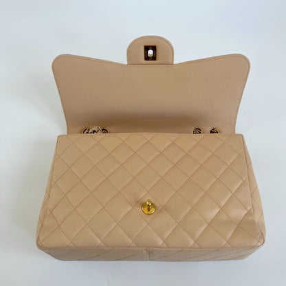 Chanel Jumbo Classic Single Flap Quilted Caviar Light Beige Bag