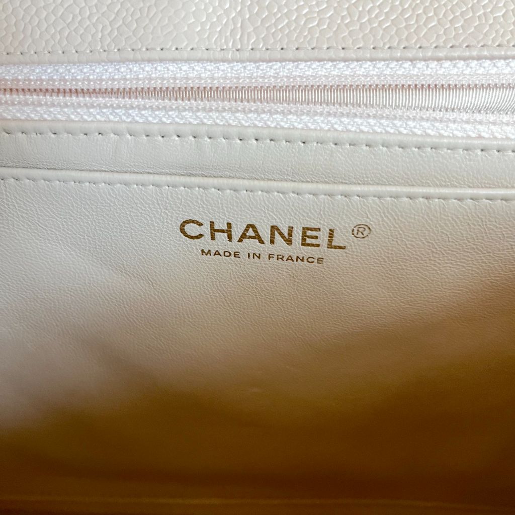 Chanel Jumbo Classic Single Flap Quilted Caviar Light Beige Bag