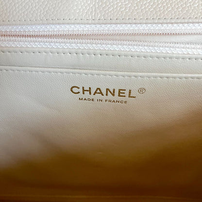 Chanel Jumbo Classic Single Flap Quilted Caviar Light Beige Bag